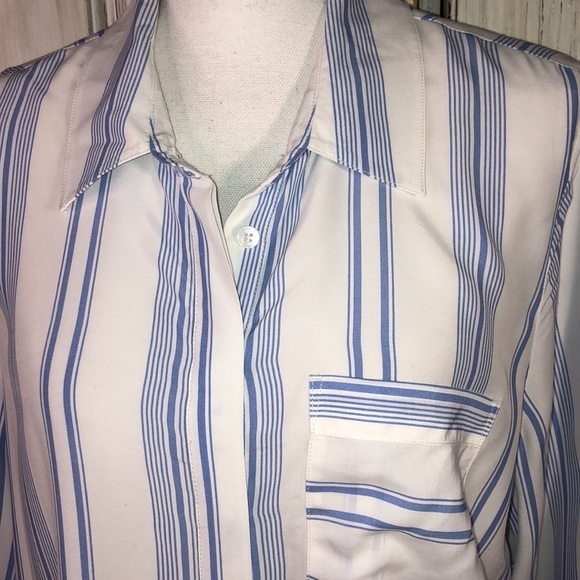 Soft Surroundings Blue on White Stripes Button Down Tunic/Shirt Dress Size Med. - Picture 4 of 10